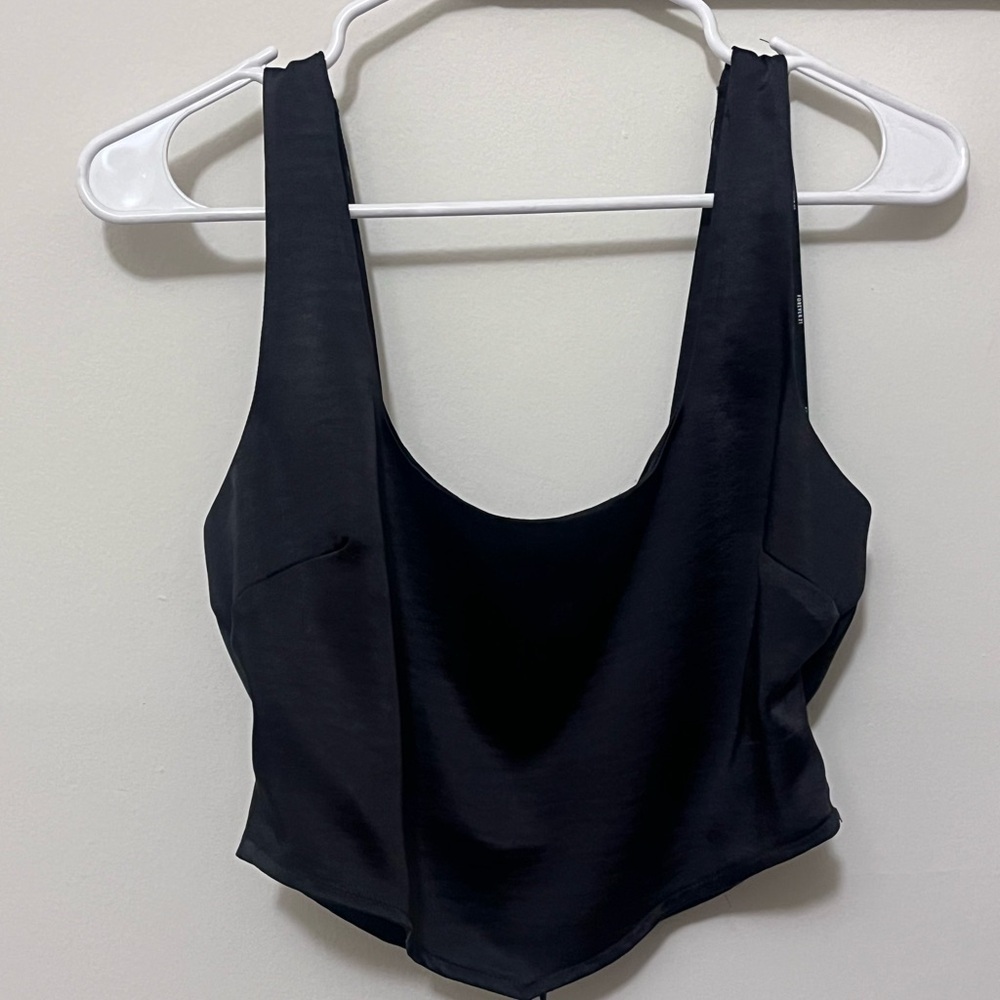 Forever 21 Black Satin Soft Crop Top Tank